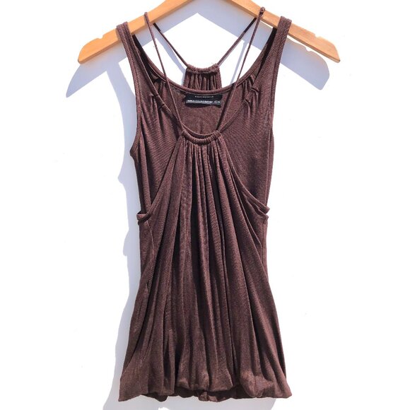 Club Monaco double layer tank top women size XS chocolate brown spaghetti straps - Picture 1 of 10